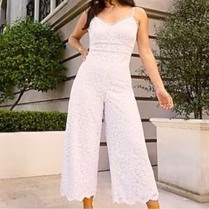 Express brand new with tags white v-neck eyelet and lace jumpsuit